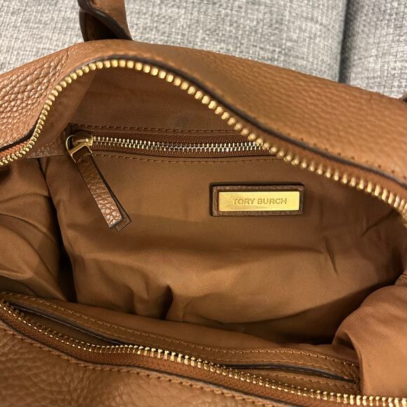 Tory Burch McGraw Slouchy Leather Satchel Moose Brown Tassel Bag Top Handle EUC - Picture 9 of 16